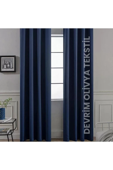 Devrim Olivya Tekstil Lüks 1. Sınıf Özel Dikim Lacivert Blackout Işık Geçirmez Fon Perde Ekstraforlu Karartma Blackout