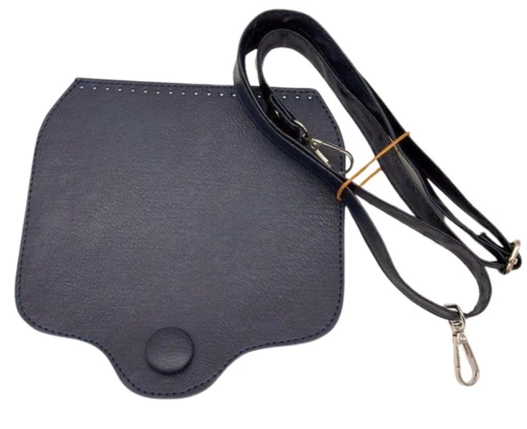 Angel Çanta Aksesuar Suni Deri  Büyük Button Model Lacivert Renk Çanta Deri Seti Gümüş Metal ürün görseli