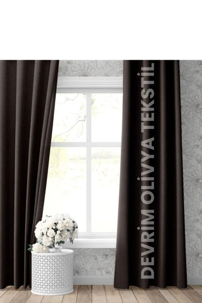 Devrim Olivya Tekstil Lüks 1. Sınıf Özel Dikim Acı Kahve Blackout Fon Perde - Işık Geçirmez, Ekstraforlu Karartma