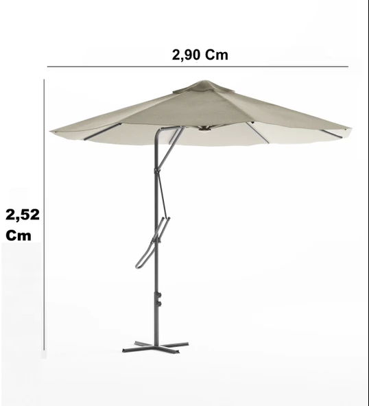 Kagu Bahçe Balkon Cafe Şemsiye 290x290 Cm Katlanır Krem - 8