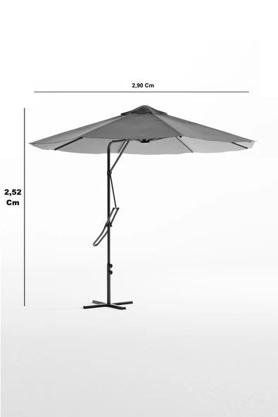 Kagu Bahçe Balkon Cafe Şemsiye 290x290 Cm Katlanır Gri - 5
