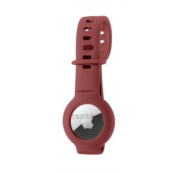 Apple AirTag Yüksek Kaliteli Anahtarlık ve Bileklik Kılıfı 360 Tam Koruma Silikon Kordon  Mürdüm - Resim 3