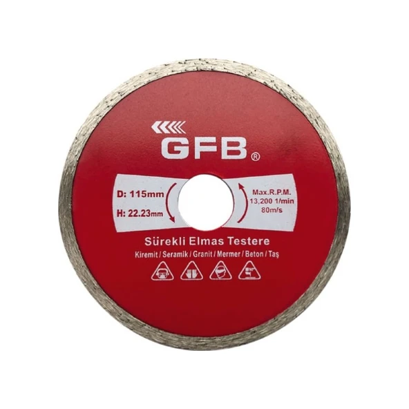 Gfb 2381 Beton-Mermer-Granit Kesici Sürekli Elmas Testere 180 mm - 2 Adet ürün görseli