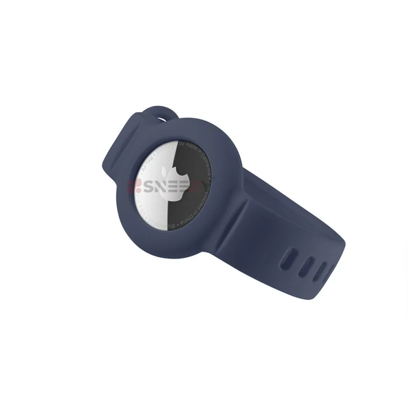 Apple AirTag Yüksek Kaliteli Anahtarlık ve Bileklik Kılıfı 360 Tam Koruma Silikon Kordon  Lacivert - Resim 2