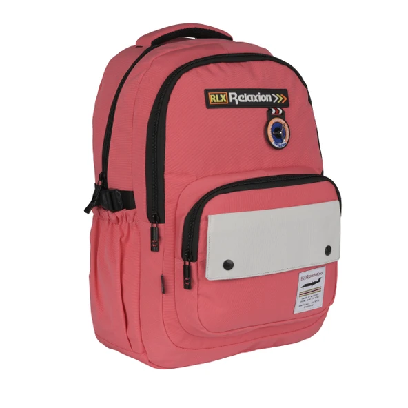 Relaxion Pembe 2057 Su Geçirmez Astarlı Kumaş Okul Sırt Çantası
