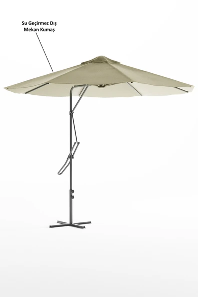 Kagu Bahçe Balkon Cafe Şemsiye 290x290 Cm Katlanır Krem - 6