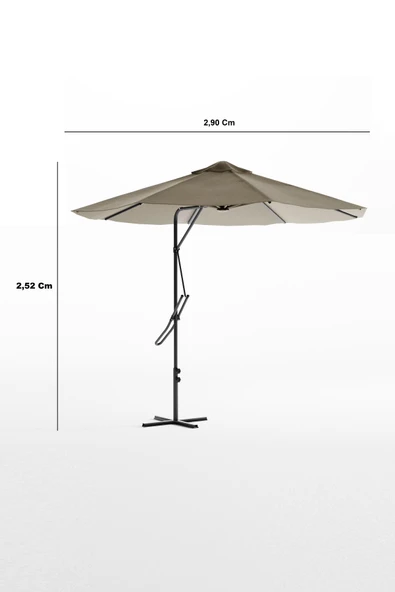 Kagu Bahçe Balkon Cafe Şemsiye 290x290 Cm Katlanır Krem - 5