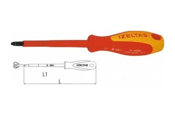 İzeltaş İzoleli Elektrikçi Yıldız 6x100 Ph2 1000v Tornavida