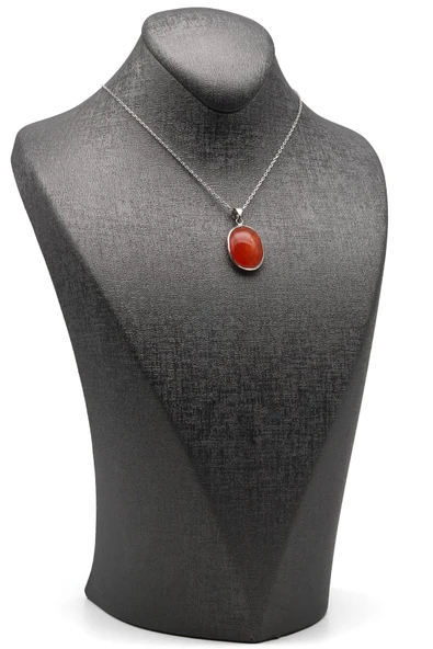 Hint Akik Doğal Taş 925 Ayar Gümüş Kolye - Resim 2