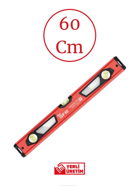 Gfb 5522 Mıknatıslı Profesyonel Su Terazisi Kırmızı 60 cm ürün görseli