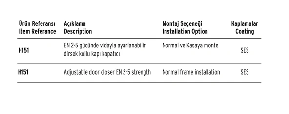 İto Kilit H-151 Kapı Hidroliği 100 Kg Güç Ayarlı 2-5 No:5 - 2