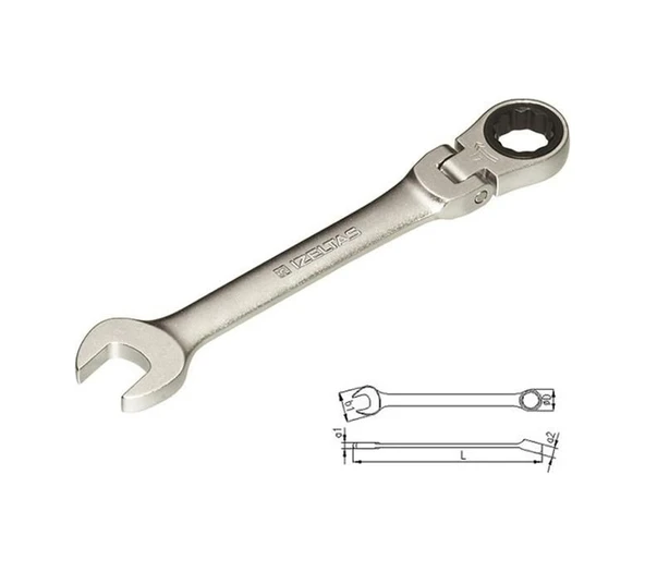İzeltaş 0345020014 Mafsallı Cırcır Kombine Anahtar 14 mm - 1