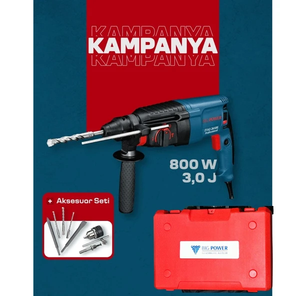 Big Power 800 W Kırıcı Delici + Aksesuar ve Sırt Çantası Seti ürün görseli