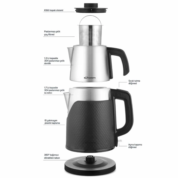 Conti CTM-130 Dempro Paslanmaz Çelik Çay Makinesi - İnox - 2