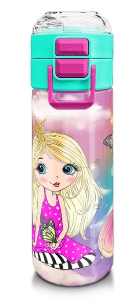 Coral High Kız Çocuk 500 ml Okul ve Günlük Paslanmaz Çelik Termos - Pembe Su Yeşili Unicornlu Desenli  - Sızdırmaz