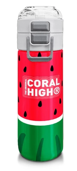Coral High 500 ml Kırmızı Yeşil Karpuz Desenli - Erkek Çocuk Paslanmaz Çelik Okul Termosu/Suluk/Matara