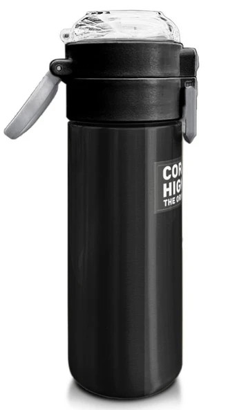 Coral High Erkek Çocuk 500 ml Okul ve Günlük Paslanmaz Çelik Termos - Siyah Yeşil Çizgili Desenli - Sızdırmaz - 3