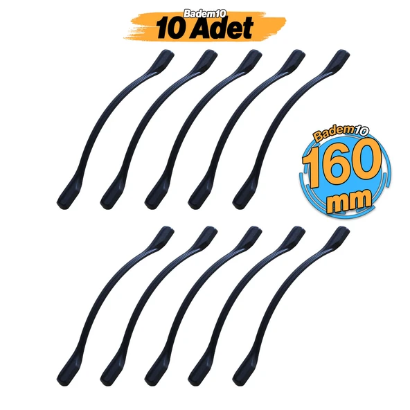 İnci Kulp 160 mm 10 ADET Mobilya Mutfak Dolabı Çekmece Dolap Kulpları Kapak Kulpu Kulbu Siyah Metal