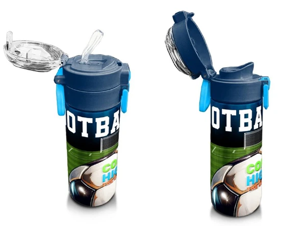 Coral High Çelik Matara Termos/Suluk 31995 - 500ml, Lacivert Futbol Desenli - Erkek Çocuk - 4