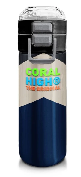 Coral High 500 ml Lacivert Koyu Gri Bej Desenli  - Erkek Çocuk Paslanmaz Çelik Okul Termosu/Suluk/Matara ürün görseli