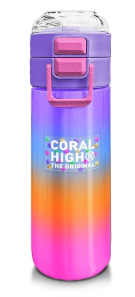 Coral High Kız Çocuk 500 ml Okul ve Günlük Paslanmaz Çelik Termos - Renk Geçişli Desenli  - Sızdırmaz