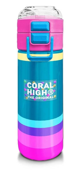 Coral High Kız Çocuk 500 ml Okul ve Günlük Paslanmaz Çelik Termos - Pembe Pastel Renkli  - Sızdırmaz