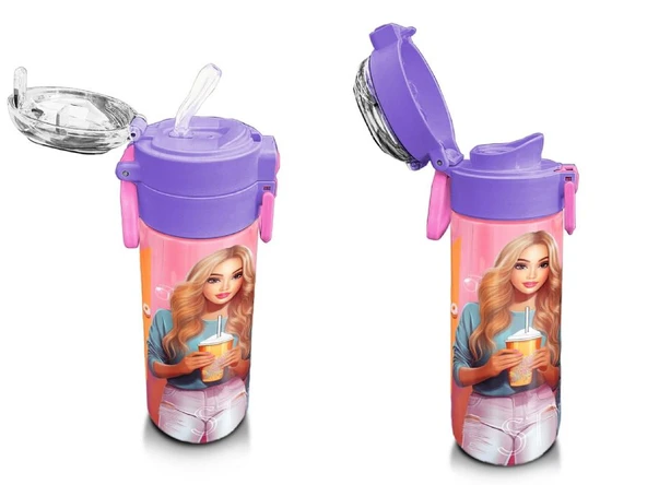 Coral High Kız Çocuk 500 ml Okul ve Günlük Paslanmaz Çelik Termos - Pembe Mercan Fashion Girl Desenli  - Sızdırmaz - 4