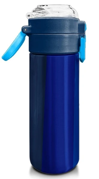 Coral High Erkek Çocuk 500 ml Okul ve Günlük Paslanmaz Çelik Termos - Lacivert Mavi Çizgili Desenli  - Sızdırmaz - 3