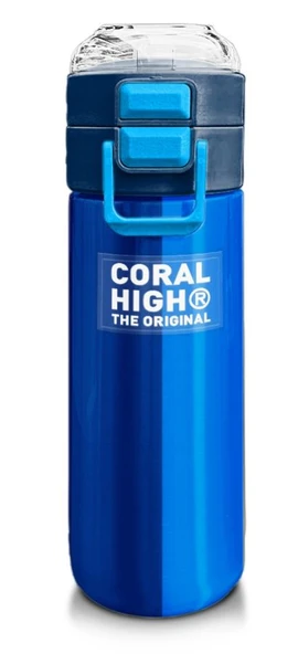Coral High Erkek Çocuk 500 ml Okul ve Günlük Paslanmaz Çelik Termos - Lacivert Mavi Çizgili Desenli  - Sızdırmaz