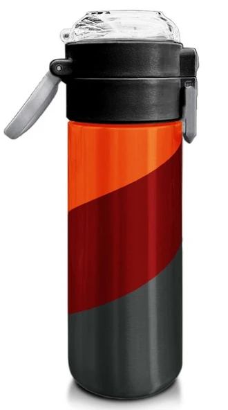 Coral High 500 ml Paslanmaz Çelik Okul Termosu/Suluk/Matara - Erkek Çocuk - Turuncu Bordo Desenli - Sızdırma Yapmaz - 3