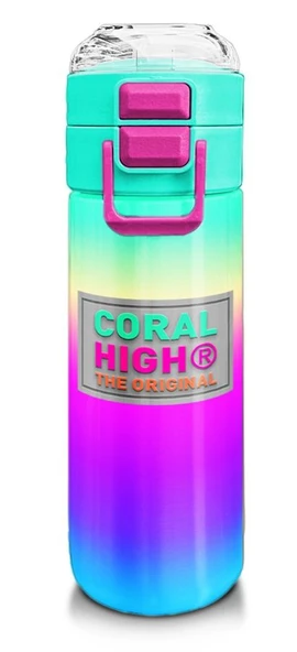 Coral High Kız Çocuk 500 ml Okul ve Günlük Paslanmaz Çelik Termos - Çok Renkli Renk Geçişli - Sızdırmaz