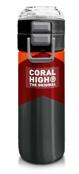 Coral High 500 ml Paslanmaz Çelik Okul Termosu/Suluk/Matara - Erkek Çocuk - Turuncu Bordo Desenli  - Sızdırma Yapmaz