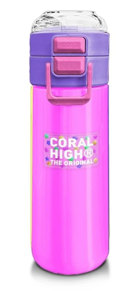 Coral High 500 ml Pipetli ve Direkt İçim Çelik Termos/Matara - Kız Çocuk -  Çok Renkli Desenli