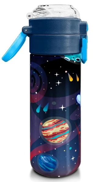 Coral High Erkek Çocuk 500 ml Okul ve Günlük Paslanmaz Çelik Termos - Saks Mavi Astronot Desenli - Sızdırmaz - 3