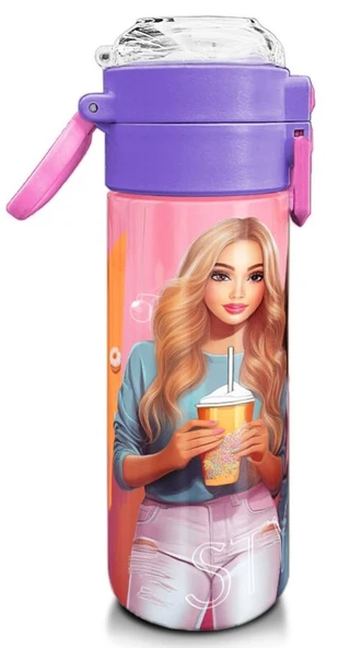 Coral High Kız Çocuk 500 ml Okul ve Günlük Paslanmaz Çelik Termos - Pembe Mercan Fashion Girl Desenli  - Sızdırmaz - 3
