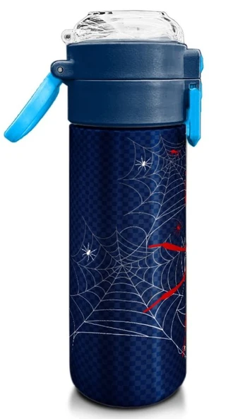 Coral High 500 ml Lacivert Kırmızı Örümcek Desenli - Erkek Çocuk Paslanmaz Çelik Okul Termosu/Suluk/Matara - 3