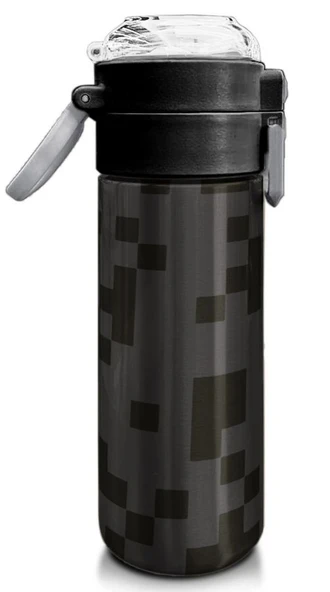 Coral High 500 ml Paslanmaz Çelik Okul Termosu/Suluk/Matara - Erkek Çocuk - Siyah Blok Desenli  - Sızdırma Yapmaz - 3