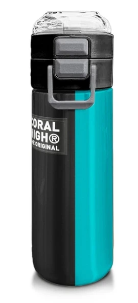 Coral High Erkek Çocuk 500 ml Okul ve Günlük Paslanmaz Çelik Termos - Siyah Yeşil Çizgili Desenli - Sızdırmaz