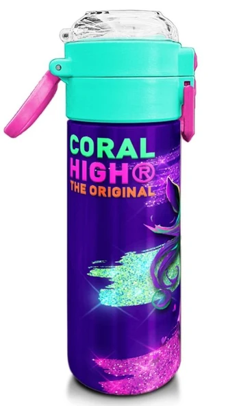 Coral High Kız Çocuk 500 ml Okul ve Günlük Paslanmaz Çelik Termos - Pembe Su Yeşili Unicorn Desenli  - Sızdırmaz - 3