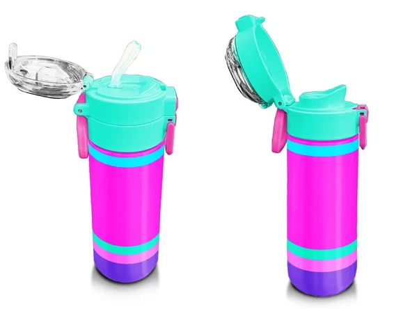 Coral High 500 ml Pipetli ve Direkt İçim Çelik Termos/Matara - Kız Çocuk -  Çok Renkli - 4