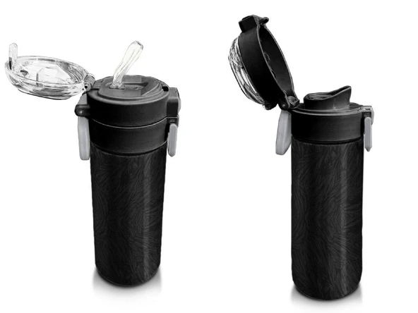 Coral High 500 ml Paslanmaz Çelik Okul Termosu/Suluk/Matara - Erkek Çocuk - Siyah Futbol Desenli - Sızdırma Yapmaz - 4