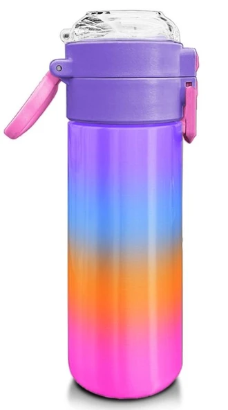 Coral High Kız Çocuk 500 ml Okul ve Günlük Paslanmaz Çelik Termos - Renk Geçişli Desenli  - Sızdırmaz - 3