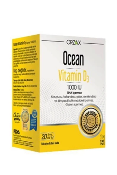 Orzax Ocean Vitamin D3 1000 IU Sprey 20ml ürün görseli