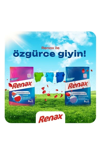 Renax Toz Çamaşır Deterjanı 8 Kg 2 Li Paket Renkliler Ve Beyazlar - 7