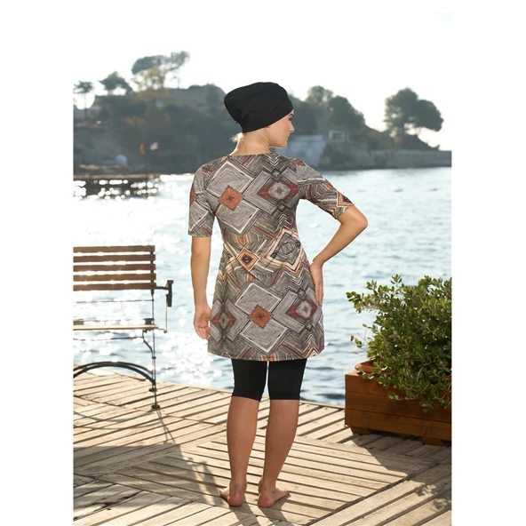 Estiva Dijital Baskı Boneli Yarım Kol Taytlı Mayo - 2