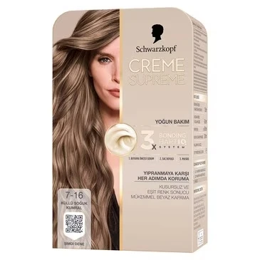 Schwarzkopf Creme Supreme Saç Boyası Küllü Soğuk Kumral 7-16