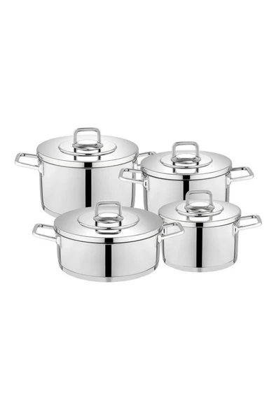 Prime Çelik Tencere Seti-8 Parça-Inox