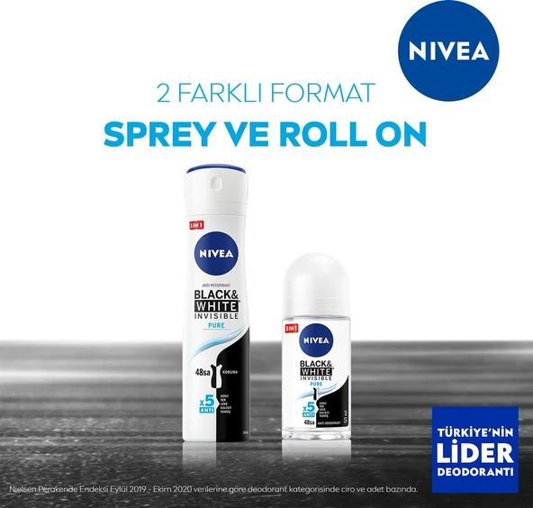 Nivea Kadın Sprey Deodorant Black&White Invisible Pure 48 Saat Anti-perspirant Koruma 150ml - 7
