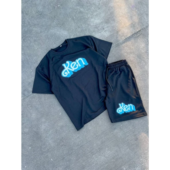 Lucky Life Erkek Baskılı İkili Şort Takım - Siyah