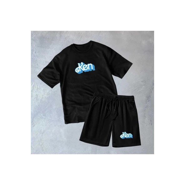 Lucky Life Erkek Baskılı İkili Şort Takım - Siyah - 3